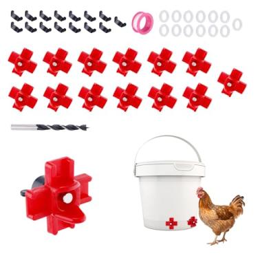 Imagem de 15 bicos de irrigador de frango com broca, bicos de alimentação de água de aves montados na lateral à prova de vazamento automático para frango, alimentador de água para pintinhos bebedouro para uso