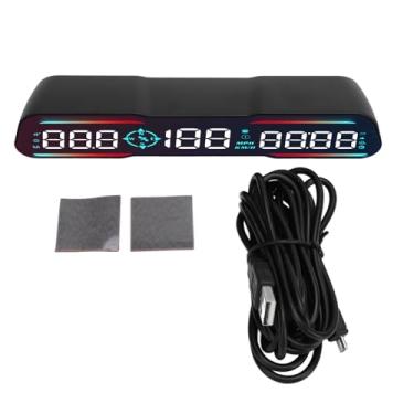 Imagem de Exibição do HUD BRILLUXA, medidor de velocímetro do carro, tela MPH de 7 polegadas LED MPH Over Speed ​​Aviso, Digital Head Up Speedometer Monitor