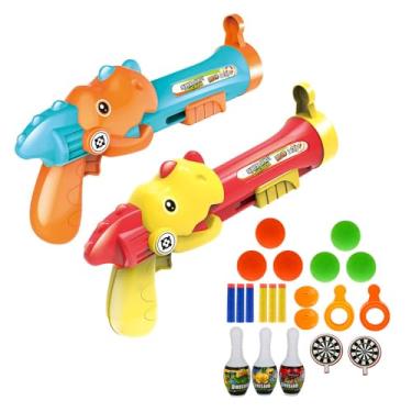 Imagem de DM Toys Pistola Lançador Dardos e Bolinhas Super Shot Kit Dino 2 em 1