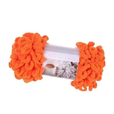 Imagem de Esquirla Coloque grosso de almofada de almofada de almofada lavável pano de crochê Diy tricô de fio volumoso para camisola de almofada de travesseiro, Laranja