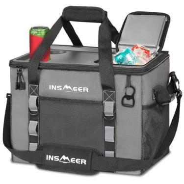 Imagem de INSMEER Bolsa Termica Grande de Capota Rígida com 2 Porta-Copos, Saco Refrigerador Dobrável - 70 latas, À Prova de Vazamentos/Portátil Cooler Termico para Praia, Acampamento, Churrasco, Eventos