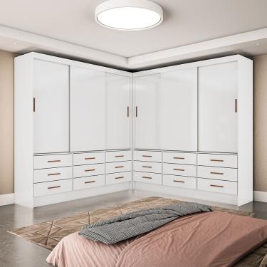Imagem de Closet Sevilha 6 Portas Casal Duplo 18 Gavetas Carioca Moveis - Branco