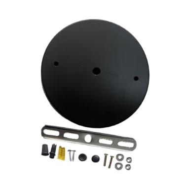 Imagem de WeiLaiKeQi Kit de dossel leve, substituição de estilo retro pesado para lâmpada pendurada, lustre placa de teto pendente placa de tampa leve, Preto Dia 12cm