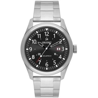 Imagem de Relógio Masculino Prata Preto Orient Solar Com Data