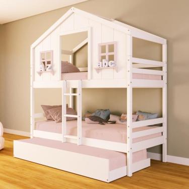 Imagem de Treliche Casinha dos Sonhos Madeira Maciça Branco/ Rosa Housin