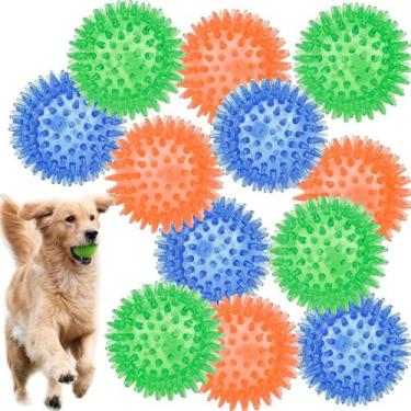 Imagem de Brinquedo para cães LECHONG Squeaky Spiky Ball, pacote com 12 unidades