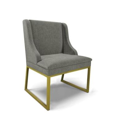 Imagem de Cadeira Sala De Jantar Industrial Dourado Liz Linho Grafite D03 - D'ro