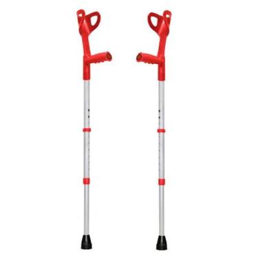 Imagem de Par de Muleta Canadense Apoio Fixo Altura Regulável e Ponto Refletivo 