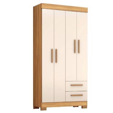 Imagem de Guarda Roupas Solteiro 4 Portas 2 Gavetas Malta Madeirado / Off White Notável