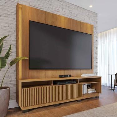 Imagem de Estante para TV Até 75 Polegadas Malvinas 2 Portas Ripado com Led Frei