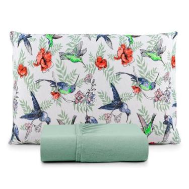 Imagem de Jogo de Lençol Solteiro Box 2 Peças Estampado C/ Elástico Malha 100% A