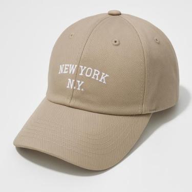Imagem de Boné NY New York Retro Masculino Aba Curva, Caki, Branco