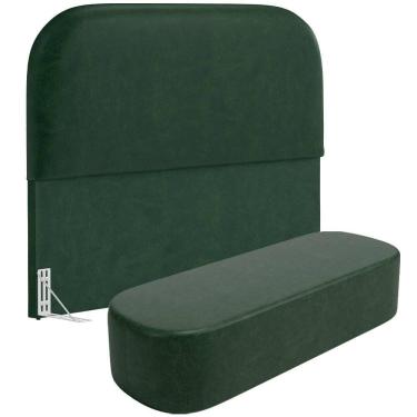 Imagem de Cabeceira Cama Box King 195cm Lanna Com Puff Recamier Doha W01 Couríssimo Verde - Lyam Decor