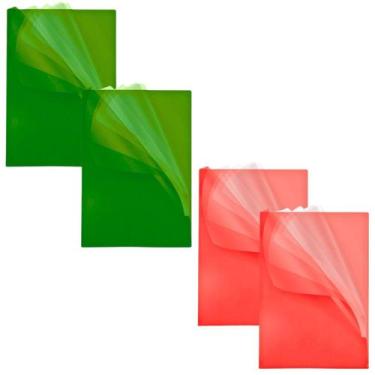 Imagem de Kit Pasta L A4 Cores a escolher - ACP, 2 VERDE + 2 VERMELHO