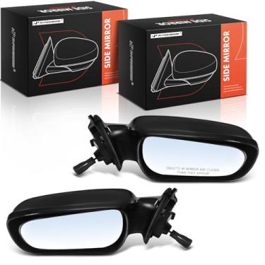 Imagem de A-Premium Substituição de espelho para Toyota Camry 1987-1991, controle remoto manual, preto liso, lado esquerdo (plano) e direito (convexo), um conjunto de 2