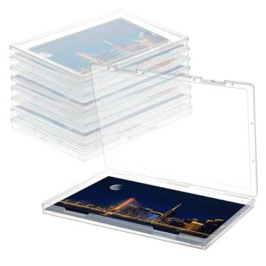 Imagem de HFYZZ Pacote com 8 caixas de armazenamento de fotos para fotos de 20 x 25 cm, estojos de armazenamento multiuso de plástico transparente com trava de encaixe para fotos, álbuns, artesanato, documentos