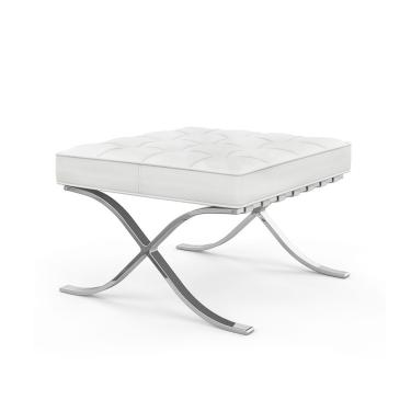 Imagem de Puff Barcelona Inox Em Couro Natural Branco Cor Branco