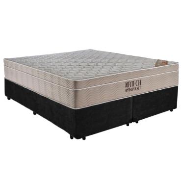 Imagem de Cama Box Casal Suede Bipartido + Colchão Ortobom Airtech Molas Ensacadas 65x138x188 Cor:preto