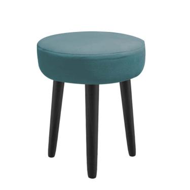 Imagem de Kit 04 Banqueta Alta Julya Industrial 55Cm Pé Palito Preto Suede Azul Turquesa - Amey Decor