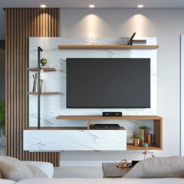 Imagem de Painel Home Para Tv Até 58 Polegadas Maragogi Calacatta - Freijó - Branco Neve