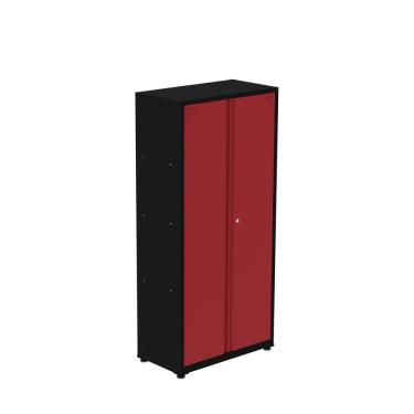 Imagem de Armário De Aço 2 Portas 3 Prateleiras Ap408sl Preto/vermelho