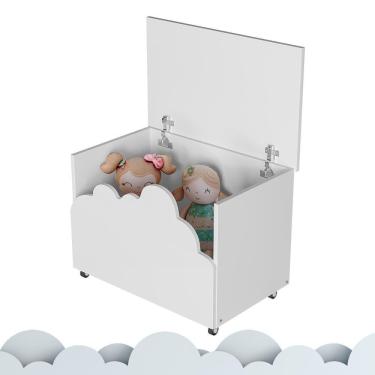 Imagem de Baú Infantil Com Rodízios Nuvem Alegria Branco Divaloto