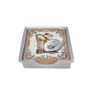 Imagem de MARIPOSA CONJUNTO DE CAIXA DE NAPKIN DE CHAPÉU DE COWBOY | PRATA | BRILANTE | PRESENTES | CAIXA DE NAPKIN E CONJUNTO DE PESO | ALUMÍNIO SANDCAST RECICLADO | FEITO À MÃO NO MÉXICO