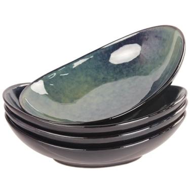 Imagem de LIUYWYHCF Conjunto De 4 Travessas Cerâmica, Ovais, Curvas, 24 Cm, Para Salada, Receber Convidados, Pratos Modernos Cozinha, Bandejas Jantar, Frutas, Saladas, Massas, Hambúrgueres - Laváveis Na Máqui