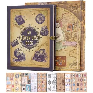 Imagem de Xiongxiong Meu Livro De Aventuras, 124 Páginas, 9,4 X 8,3", Álbum Fotos, Capa Carta Em Relevo Estilo Retrô, Diário Viagem, Scrapbook Para Casais, Lembranças Aniversário Casamento