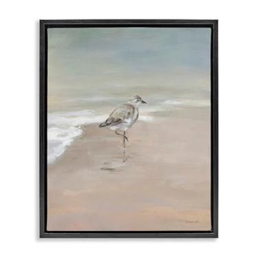 Imagem de Stupell Industries Sandpiper Nautical Shore Bird Black Framed Floater Canvas Wall Art Design por Danhui Nai, 25 x 31