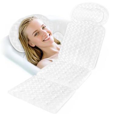 Imagem de ALYSTER Travesseiro De Banho Lavável Para Banheira, Travesseiros Corpo Inteiro Suporte Pescoço E Costas, Almofada Spa, Apoio Cabeça Com Malha Ar 4D Confortável, 10 Ventosas Potentes Relaxamento Femi