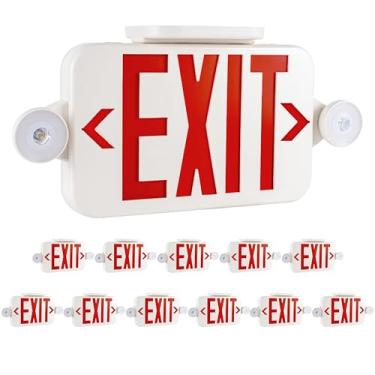 Imagem de GRUENLICH Placa De Saída Led Com Luzes Emergência, Cabeçotes Ajustáveis, Bateria Reserva, Qualificação Ul 924, Ca 120-277 V, Iluminação Comercial Para Empresas - Pacote 12 Unidades