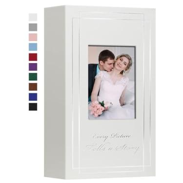 Imagem de Hiwhy Álbum De Fotos 4X6 420 Capa Couro Álbuns Casamento Capacidade Extra Grande Livro Imagens Com Belas Estampas Presentes Para Bebê Férias Branco