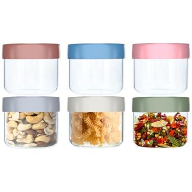Imagem de SunyamGo Pacote Com 6 Potes De Vidro 10 Oz Tampas, Recipientes Para Aveia Noturna, Pote Boca Larga, Armazenamento Hermético Alimentos Lanches, Salada, Frutas, Iogurte, Cereais, Preparação Refeições,