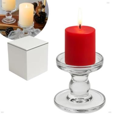 Imagem de Castiçal de Vidro Largo – Suporte para Vela de 7 Dias ou Fina | Candelabro Decorativo e Resistente