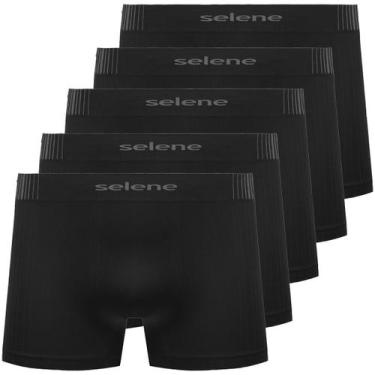 Imagem de Kit 5 Cueca Boxer Infantil Selene Cós Duplo Microfibra, Preto, GG