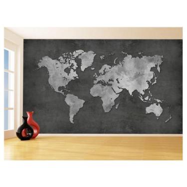 Imagem de Papel De Parede 3D Mapa Mundi Cimento Concreto 3,5M Nmu33 - Você Decor