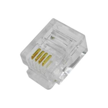 Imagem de Caixa com 100 Conectores de telefonia Plug Macho RJ11 Cat3 6X4 - Exbom