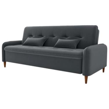 Imagem de Sofa Cama 2 Lugares 206cm Donna Veludo E425 Cinza Milani Store, Cinza