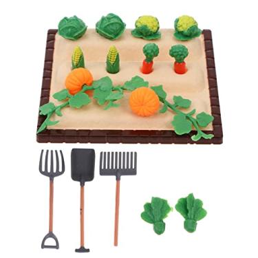 Imagem de Housoutil Conjunto de 4 ferramentas de mini fazenda para cenário de plantio ao ar livre, acessório de horta em miniatura, pá e ancinho para colecionadores de casa de bonecas e mini modelos