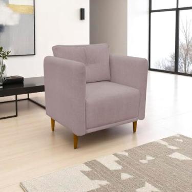 Imagem de Poltrona Decorativa Luxo Para Sala Recepção Consultório Escritório Aviv Linho Premium (Rosa Velho)