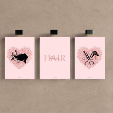 Imagem de Kit 3 Quadro Decorativo Hair Studio Salão Cabelereira Beleza - Telech,