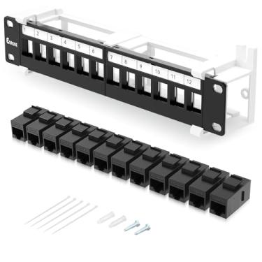 Imagem de Enmane Painel de remendo de 12 portas CAT6 Patch Panel Suporte de parede de 25 cm incluído para cabeamento Cat6, Cat5e, Cat5 (CAT6)