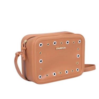 Imagem de Bolsa Moleca Transversal Casual Detalhes Metalizados Feminina Camel, U