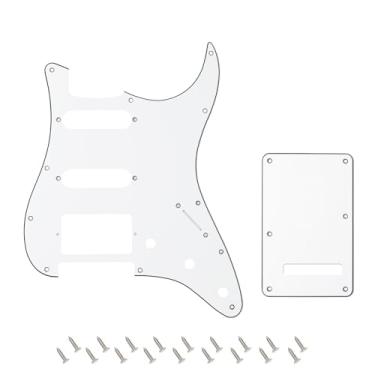 Imagem de Banworks 3Ply Strat HSS Pickguard 11 furos SSH Pickguard Placa de risco com placa traseira Conjunto de capa Tremolo Tremolo de 6 furos para USA/Mexican Modern Style Standard Stratocaster ST JT/HB-09