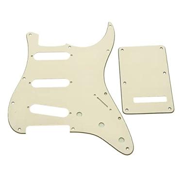 Imagem de KAISH 11 furos estilo ST/Strat Pickguard SSS Pick Guard com placa traseira ST Tremolo Trem Cover para Stratocaster/Strat Feito nos EUA/México Envelhecido Branco 3 pregas