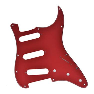 Imagem de KAISH 11 furos ST/Strat Style Pickguard SSS Pick Guard para USA/México Stratocaster/Strat Red 3 Ply