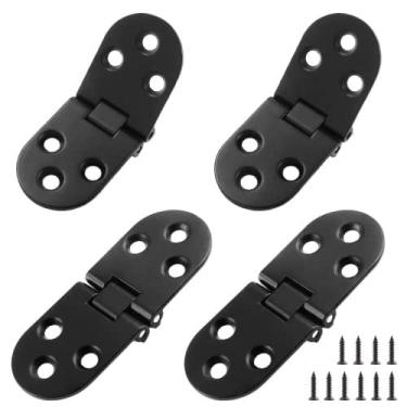 Imagem de Auvotuis Dobradiças de mesa dobráveis resistentes, dobradiça superior dobrável para máquina de costura preta, dobradiça de liga de zinco para bandeja de mordomo com parafusos de montagem para gaveta de mesa, portas (7,9 x 3 cm)
