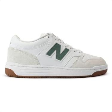Imagem de Tênis New Balance 480 Low Unissex (Branco/Verde, BR, Adulto, Numérico, 39)
