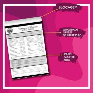 Imagem de Ficha Técnica para Tatuadores Anamnese Bloco Tatoo Tatuagem - Sonar